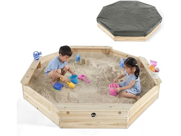 Plum Wooden Large Sandbox with Cover