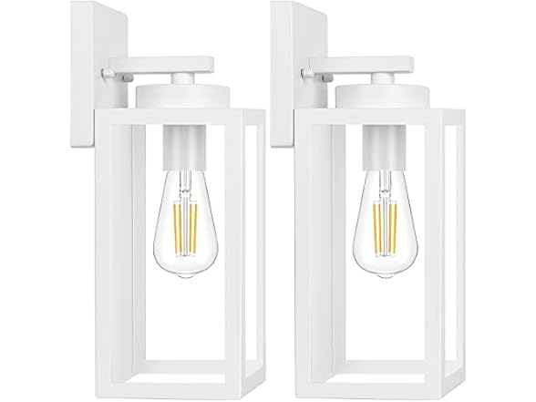 BesLowe White Exterior Wall Lanterns 2 Pack