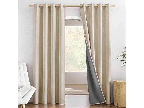 NICETOWN 100% Blackout Linen Curtains