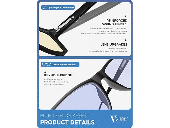 VMJFBJ Blue Light Blocking Glasses Black