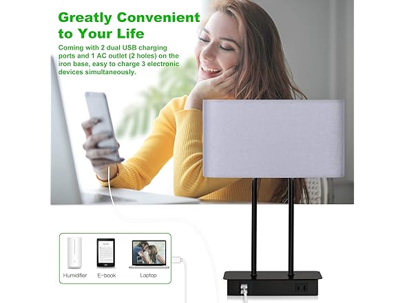 Lakumu Bedside Touch Control Table Lamp Gray