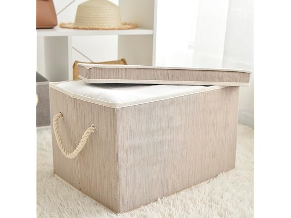 Sukkri Clay Storage Bins with Lids and Rope Handles, 2 PK