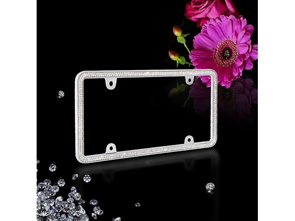 Crystal Metal License Plate Frame