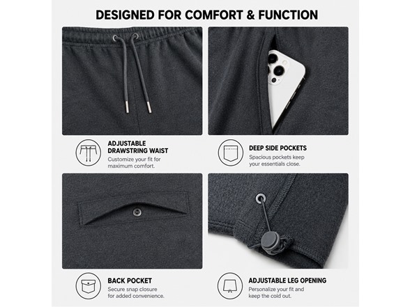 4Pk Mens Fleece-Lined Open Bottom Sweatpants