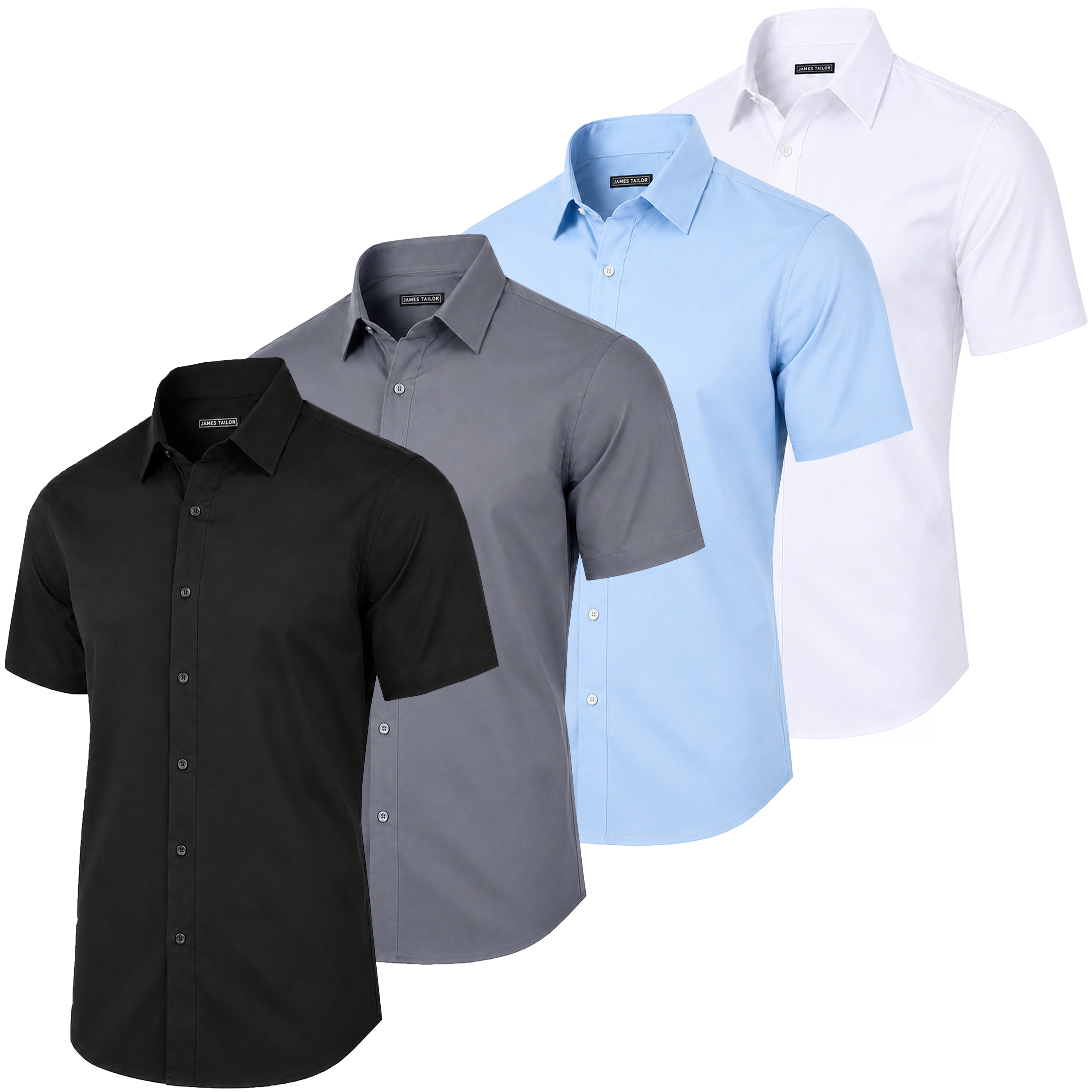 4Pk Mens S/S Cotton Stretch Dress Shirt (S-3XL) - Gallery 20