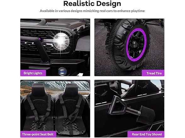 Hipicute 24V 2 Seater Kids Ride On Car, Purple