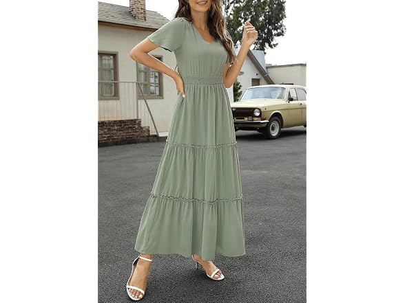 Zattcas Women (M) Short Sleeve Maxi Dress