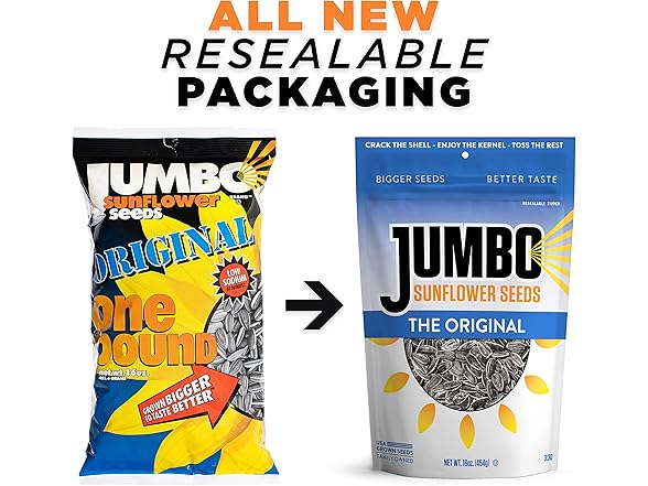 6Pk JUMBO SUNFLOWER SEEDS, Original, 16-Oz
