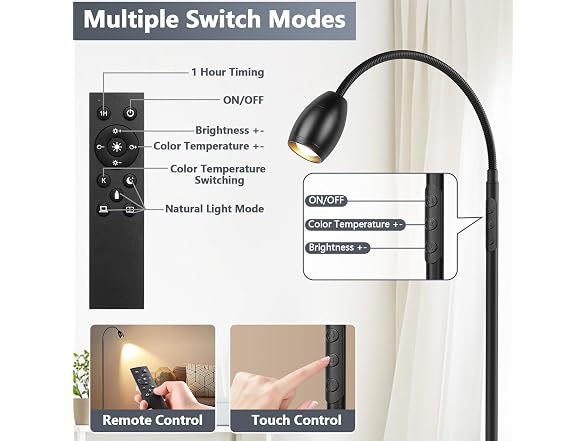 AUZONIMICS Reading Floor Lamp with Gooseneck