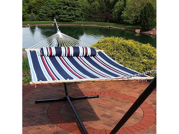 Sunnydaze Quilted Outdoor Hammock with Spreader Bars