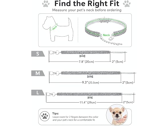 Rhinestone Pet Collar, Sparkling 3 Rows Crys