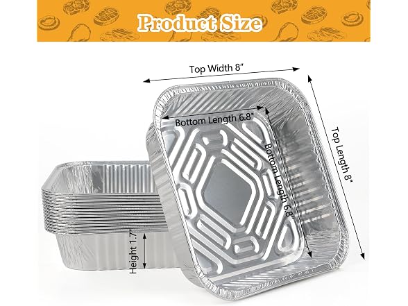 EKACO 20 Pack 8x8 Disposable Aluminum Foil Pans
