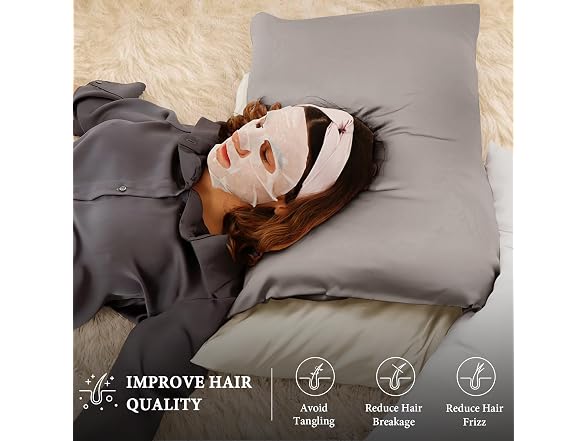 BHZ Grey Satin Goose Feather Pillow
