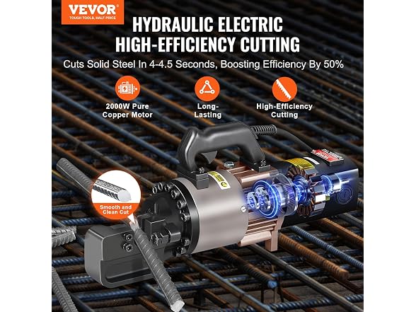 Electric Hydraulic Rebar Cutter, 2000W Portable