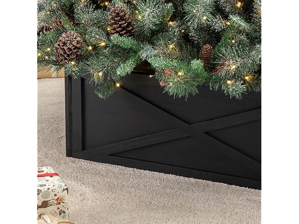 Glitzhome Christmas Tree Collar, 32" L Black Wooden