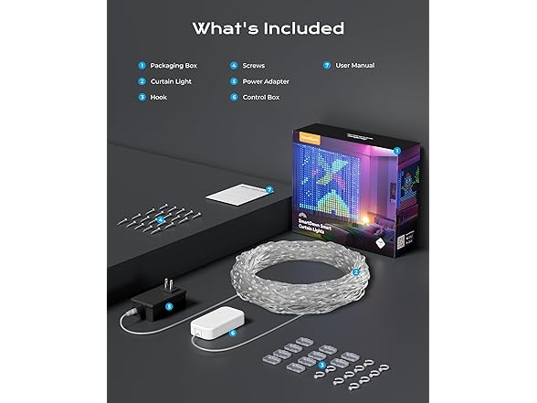 Brightown 900 RGBIC LEDs Smart Curtain Lights with DIY GIF