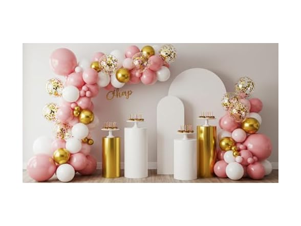 100 Pcs Pink, White and Gold Balloons