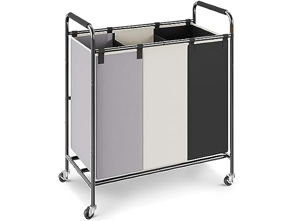 3-Section Laundry Basket, Heavy Duty Laundry