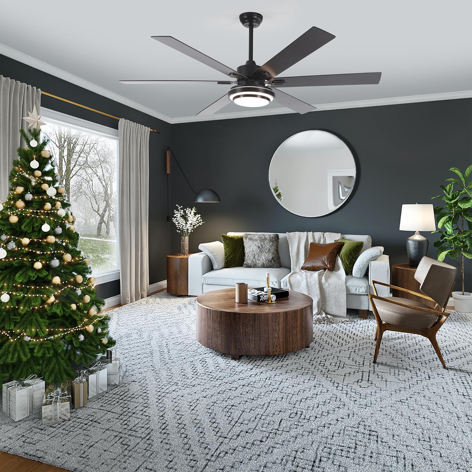 Black LED Ceiling Fan w/ Remote- Choose 62" or 72" - Gallery 7