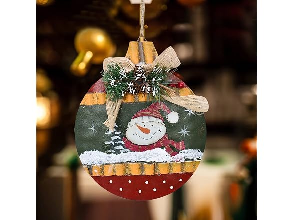 ecipl Metal Christmas Sign Hanging Snowman Santa Ornament - Gallery 3