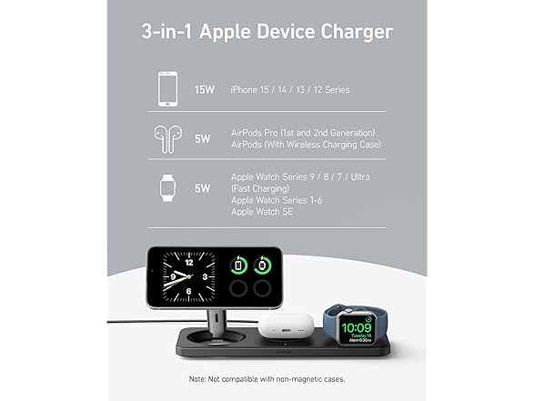 Anker MagSafe 3-in-1 Qi2 15W Wireless Desktop Charging Station