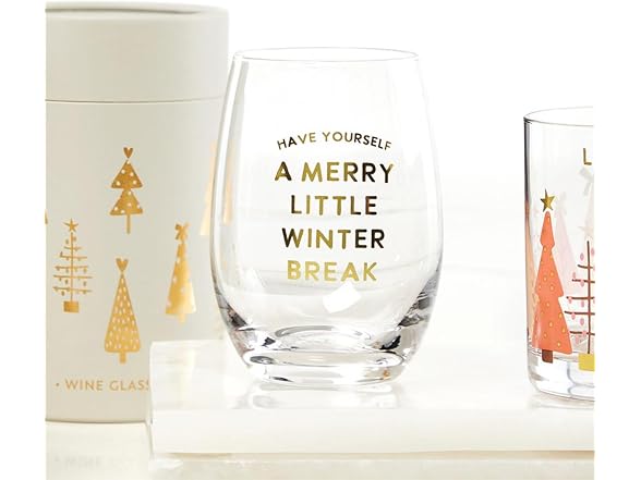 Holiday Stemless Wine Glass, Winter Break