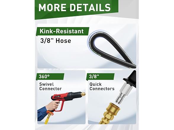 TiantingHen Pressure Washer Hose 4800PSI - Choose Size