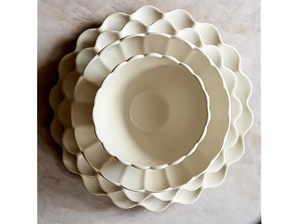 LEMIEUX ET CIE Dhalia 4-Piece Dinner Plate Set White