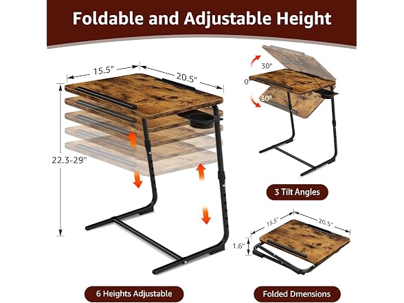 NUTIKAS Folding TV Trays 2-Pk - Rustic