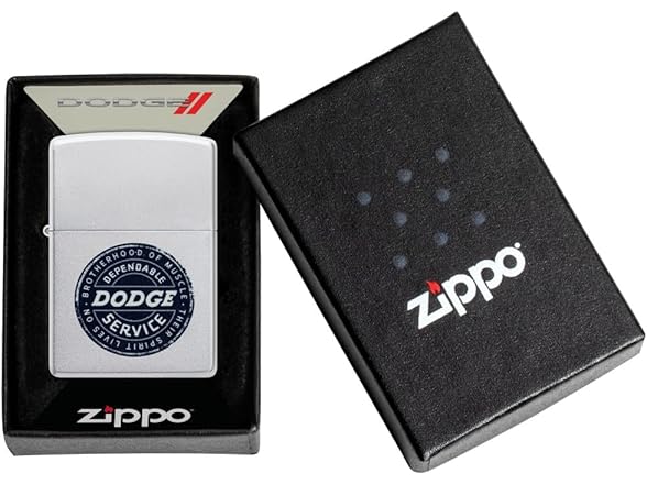 Zippo Dodge Service Sign Satin Chrome Pocket Lighter