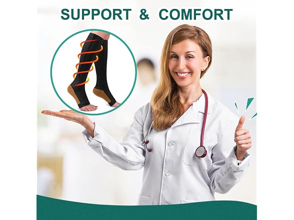 Cthh (XXL) Zipper Compression Toeless Knee Socks