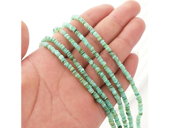 YANUAHI 4mm Natural Shell Celadon Rondelle Beads