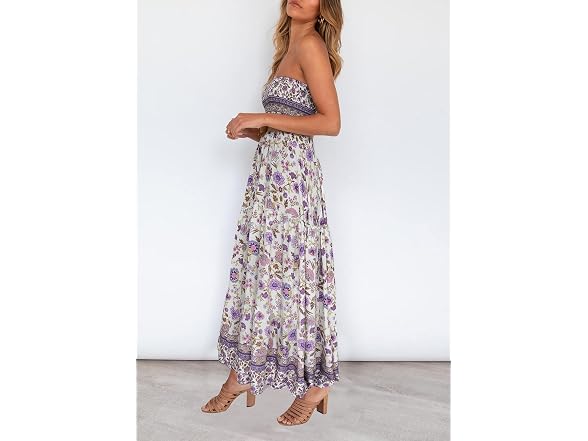 Zesica Women (M) Summer Boho Strapless Dresses