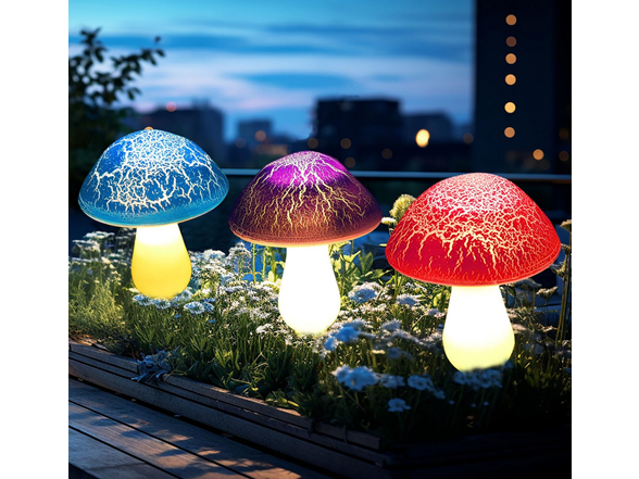 Hakol BH-1110 Solar Garden Decor Lights 8 Crack Mushrooms