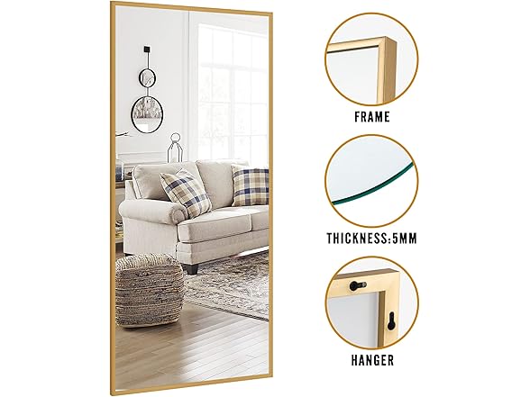 NeuType Full Length Mirror,Gold,71"x24"