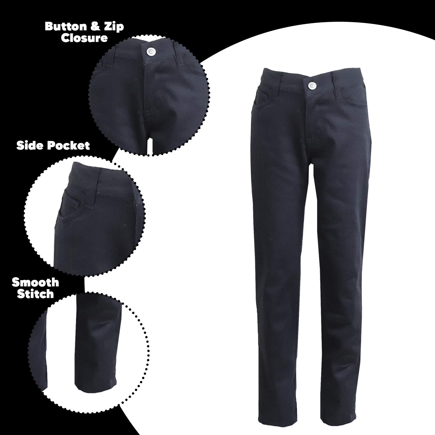 Girls Stretch Pencil Uniform Pants - Gallery 14