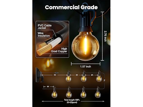 Brightown 58FT 26LED Solar String Lights