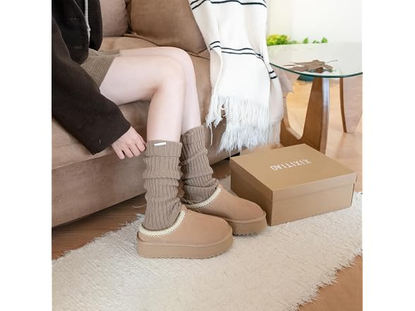 XIXITIAO Suede Leather Platform Slippers