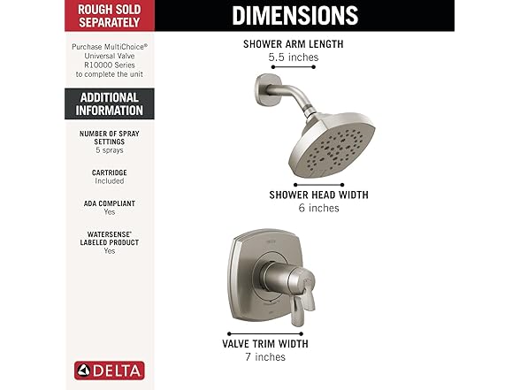DELTA FAUCET T17T276-SS 17 Thermostatic Shower
