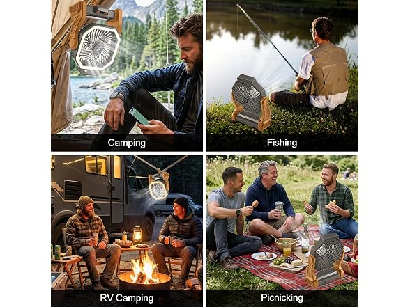 Odoland Brown Rechargeable Camping Fan