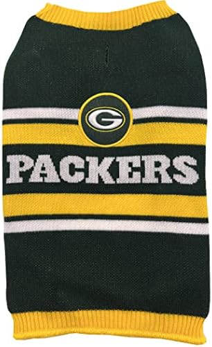 NFL Green Bay Packers Dog Sweater, Size Large. Warm and Cozy Knit Pet Sweater with NFL Team Logo, Best Puppy Sweater for Large and Small Dogs