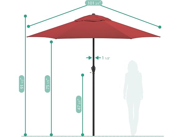 Sunline 9 ft Patio Umbrella with Crank & Pus Brick