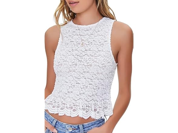 Forever 21 (M) Lace Scalloped Top