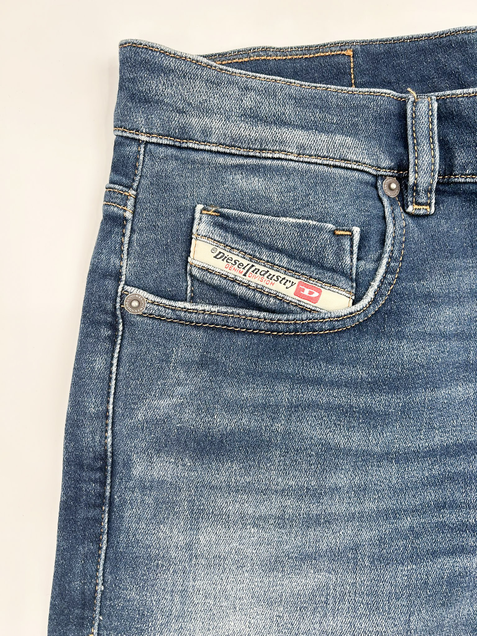 Diesel Mens Skinny Fit Jogger Denim Jeans (Blue) - Gallery 5