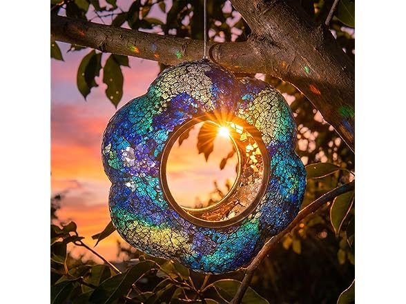 Sunnydaze 10-Inch Glass Mosaic Hanging Bird Feeder