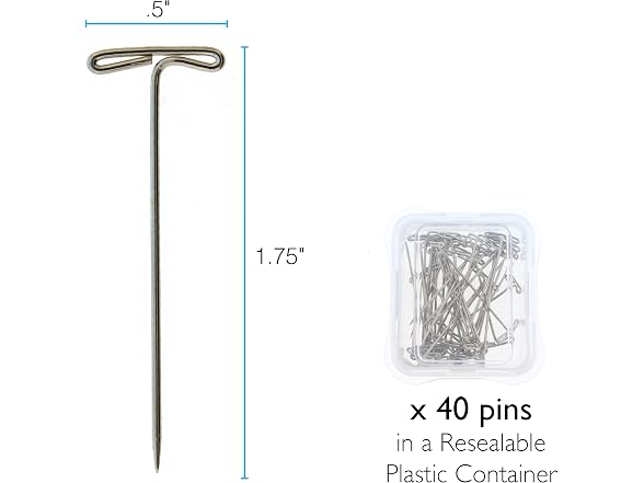 Beadsmith T-Pins 1.75" SS 40-Pack
