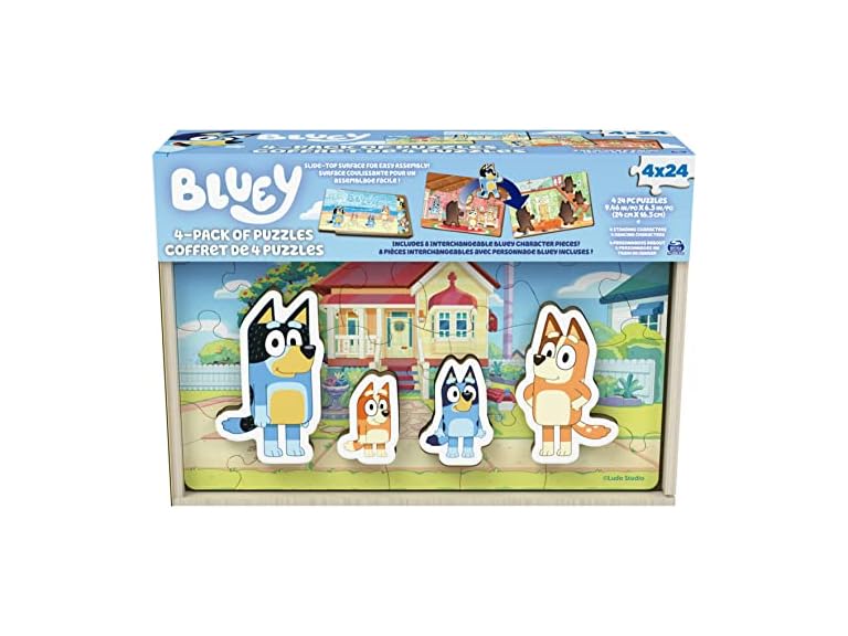 Bluey Puzzles 4-Pack Wooden Jigsaw Puzzles