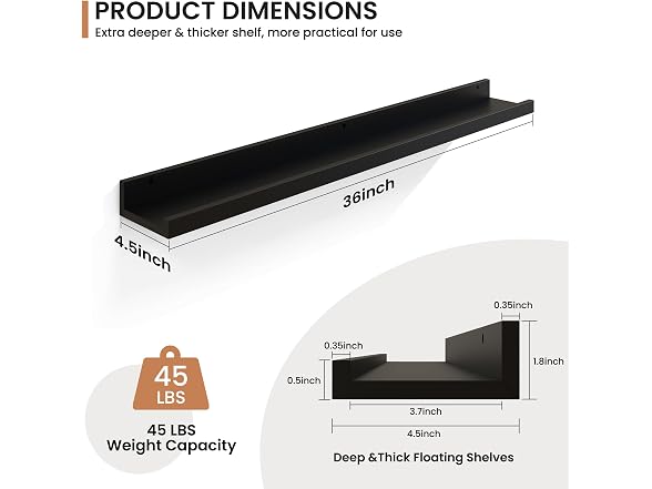 Fun Memories Picture Shelves 36" Black