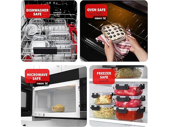 EATEX 24pc Glass Storage Containers with Lids