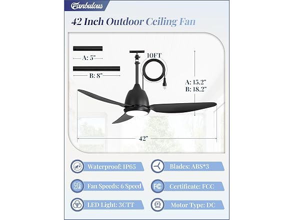 Fanbulous 42" Outdoor Ceiling Fan